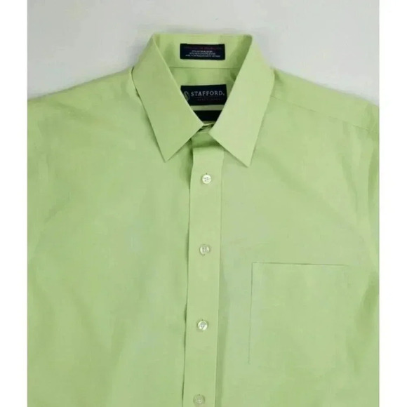 Stafford 15 32-33 Classic Fit Men's The Super Shirt Lime Green Long Sleeve - Picture 1 of 6